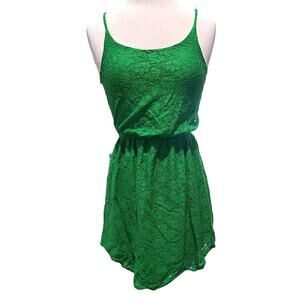 Xhilaration kelly green eyelet tank dress women's medium
